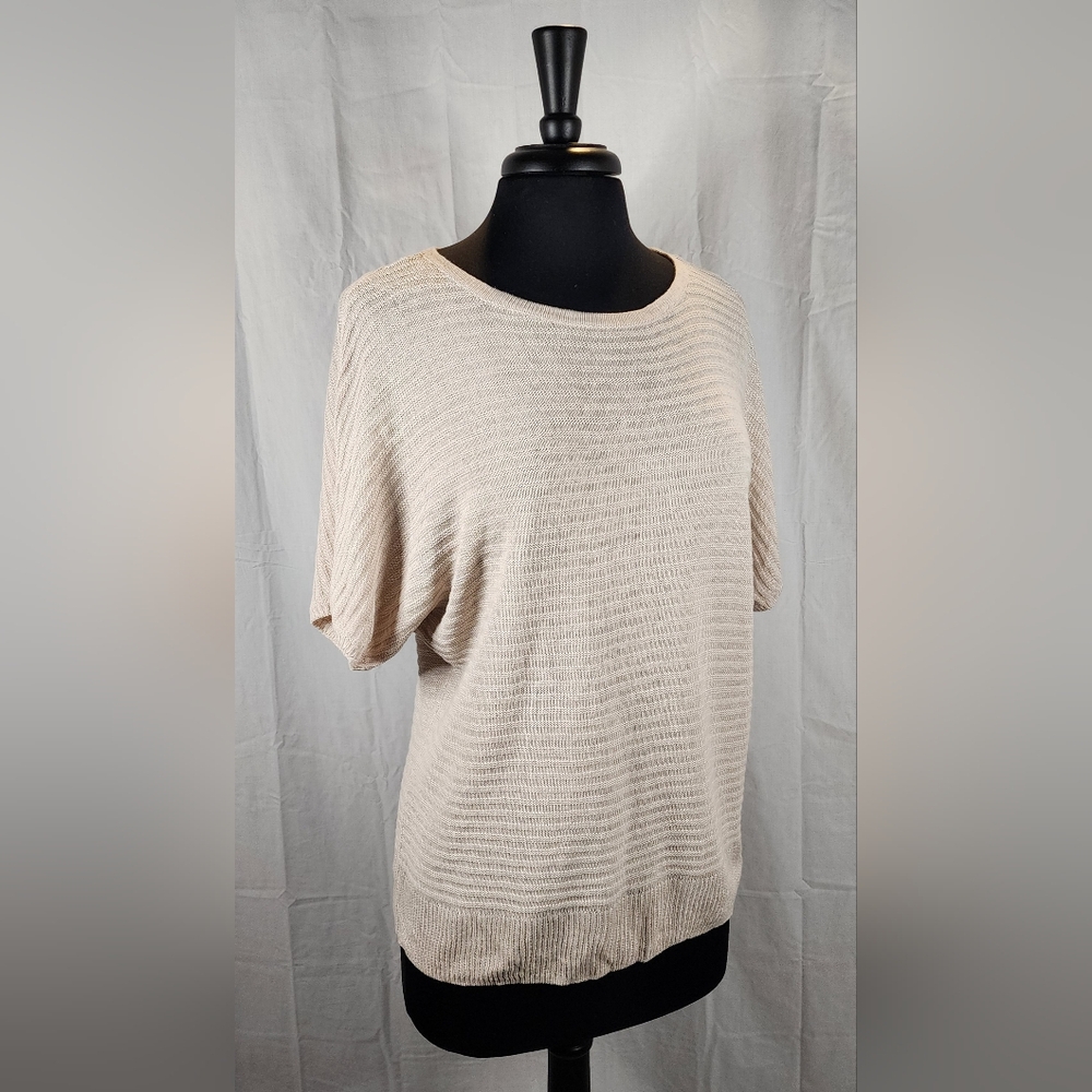 Tahari Beige Knit Top SZ M